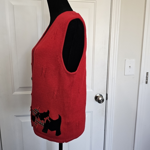 Marisa Christina Red Sweater Vest with Scottie Dog Design Size Small - Picture 9 of 14